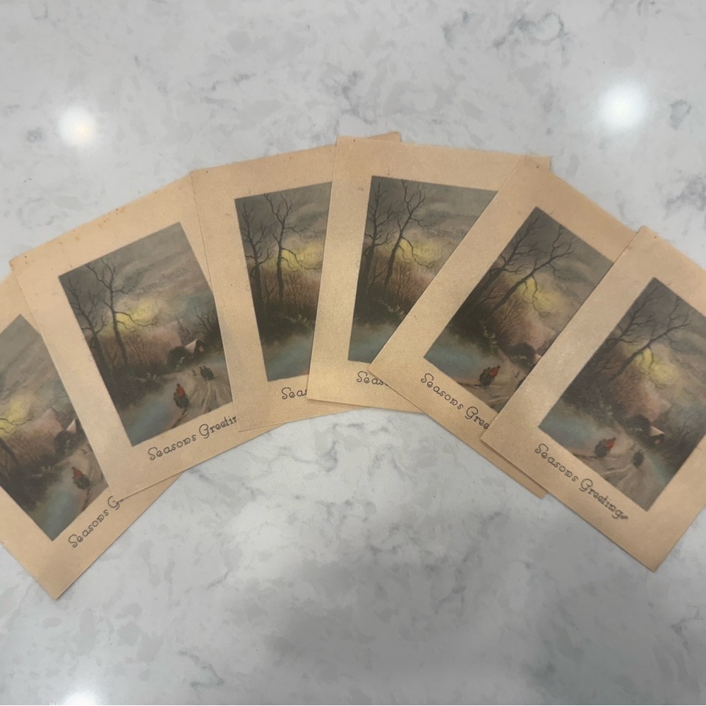 Set of 6 Early 20th Century Vintage Christmas Cards